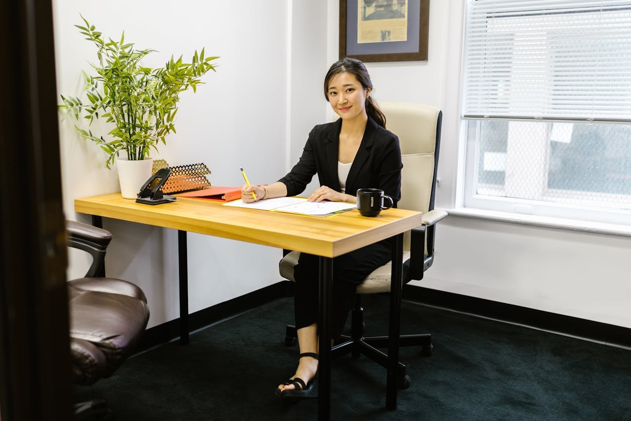 Lucky bamboo arrangement on office or study table