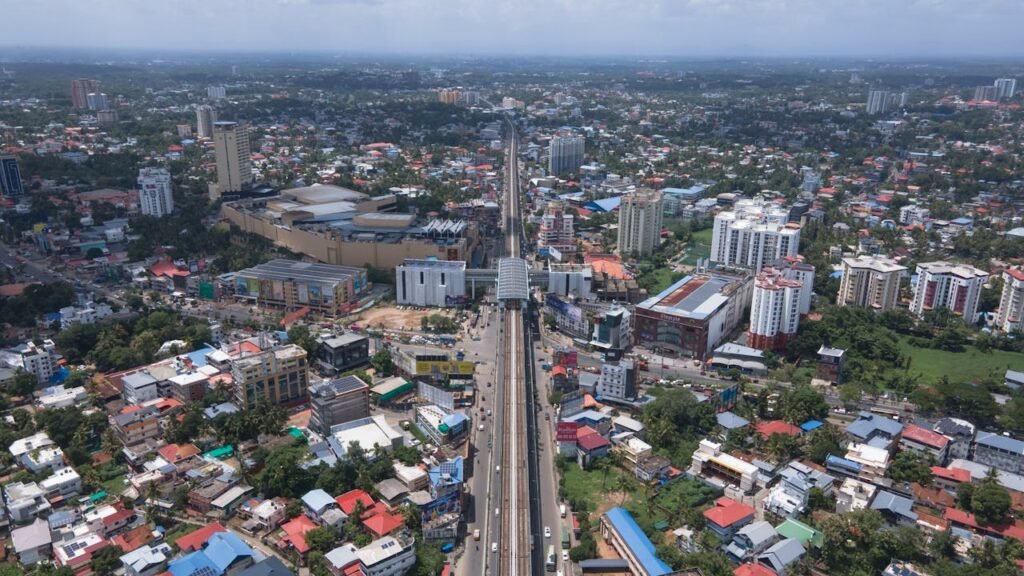 Metro line with surrounding residential developments