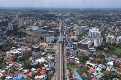Metro line with surrounding residential developments
