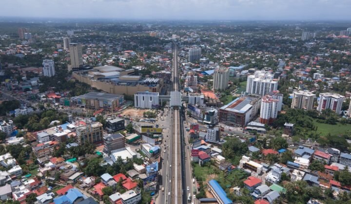 Metro line with surrounding residential developments
