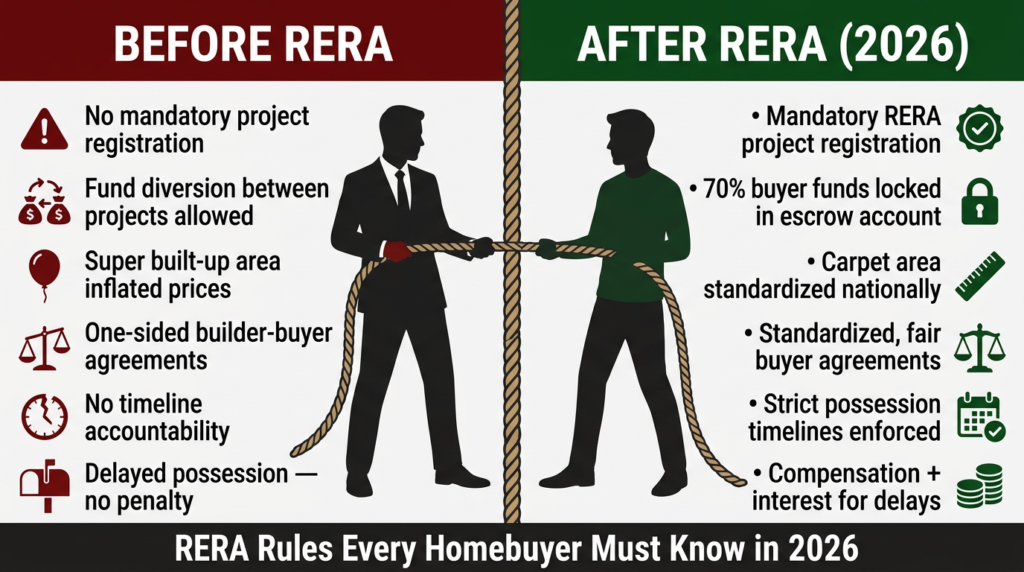 RERA Rules Every Homebuyer Must Know in 2026 - Before and After